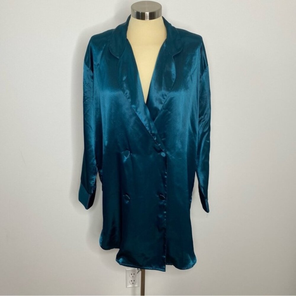 Victoria's Secet Gold Label Vintage Teal Double Breasted Long Sleeve Nightgown